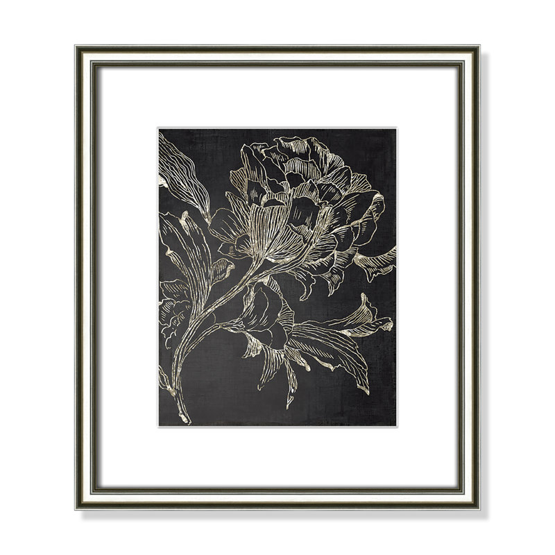 Clarendon Golden Flower Folklore I by Asia Jensen - Picture Frame Graphic Art Print, Silver Framed, 16.25" H x 14.25" W