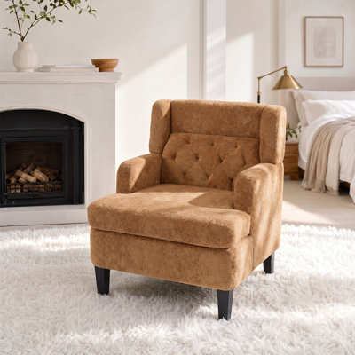 Modern Accent Armchair - Plush Single Sofa With Ergonomic Backrest And Birch Legs