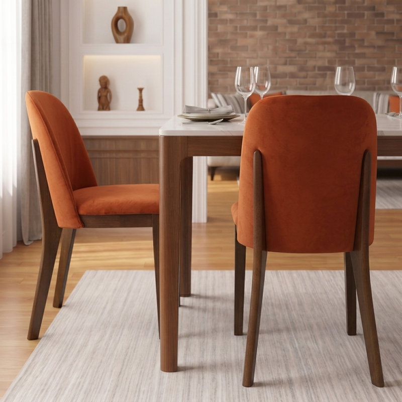 Chaise Bargman, Velours orange brûlé