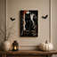 Chat noir et corbeau avec peinture orange éclaboussures d'Halloween sur toile-1280132375