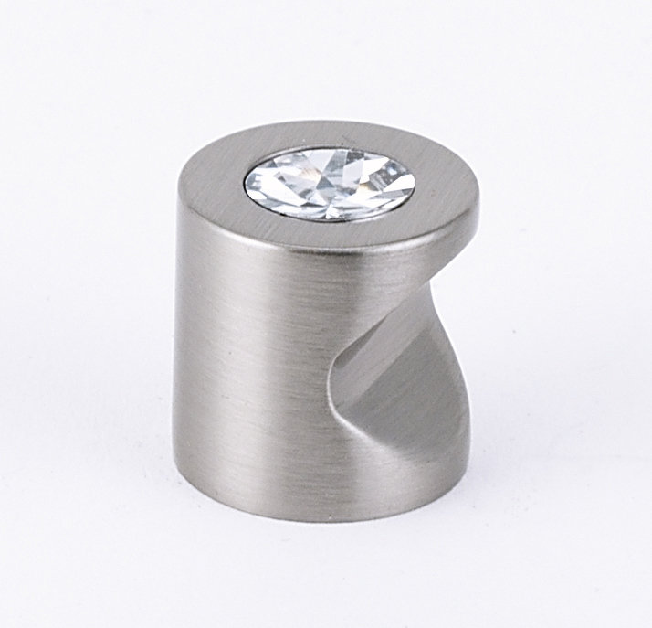 Poignée cylindrique en cristal Swarovski, Nickel satiné, 0,75 po x l 0,75 po x P 0,75 po
