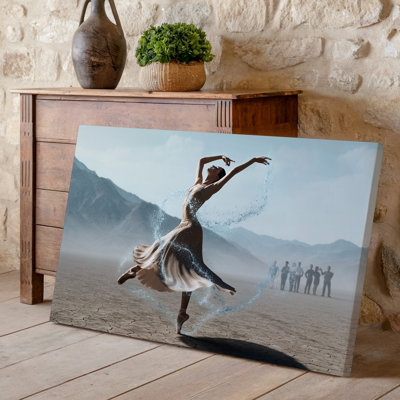 Canvas A Graceful Ballerina Dances In A Surreal Desert Landscape Her Wall Art Flowing Dress Resembling Cascading Water Creating A Canvas Wall Art
