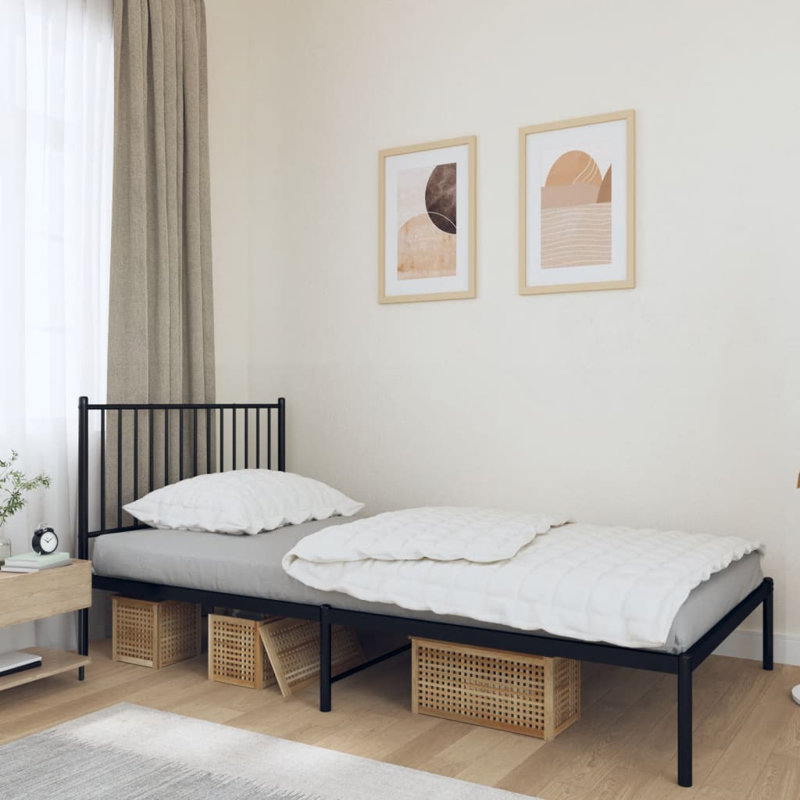 Structure de lit en métal, robuste, sans matelas, Noir, Grand