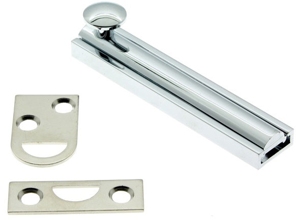 Solid Brass Surface Bolt, Polished Chrome