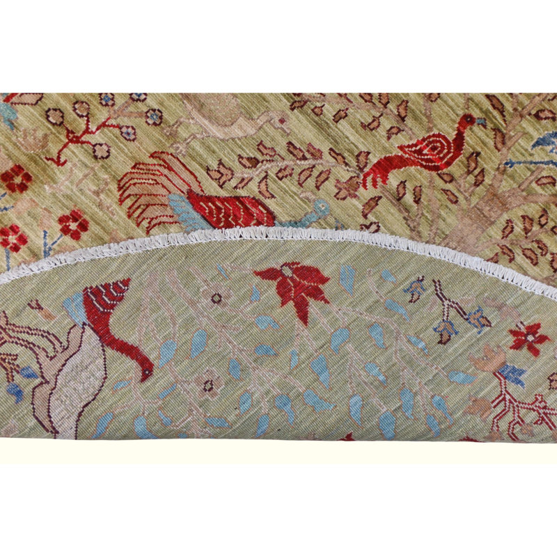 High-Quality Hand-Knotted Camel And Red Area Rug