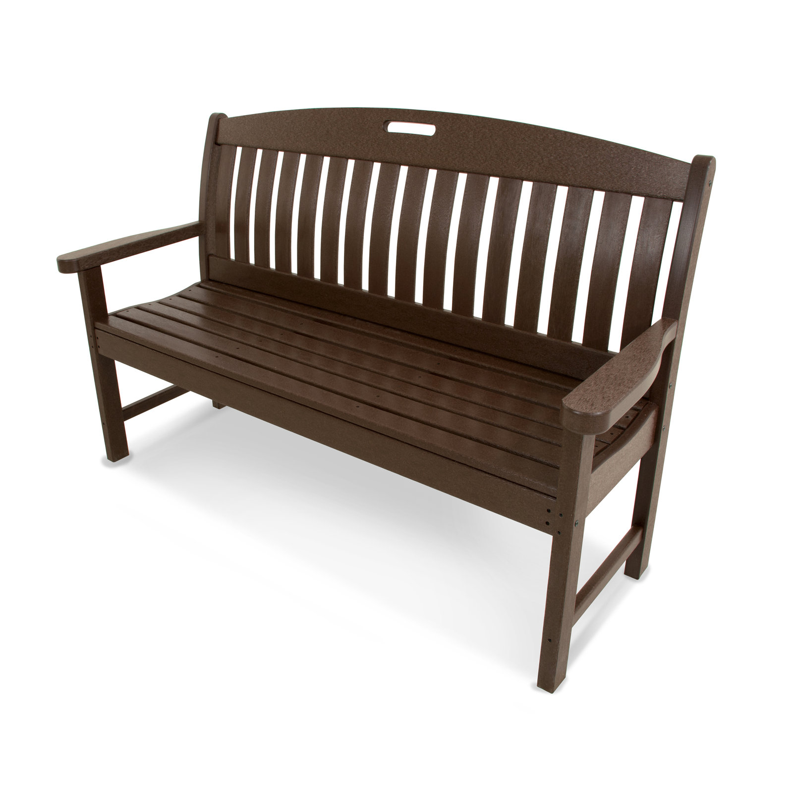POLYWOOD® Nautical Garden Bench, Dark Teak, 37.5" H x 63.75" W x 25" D