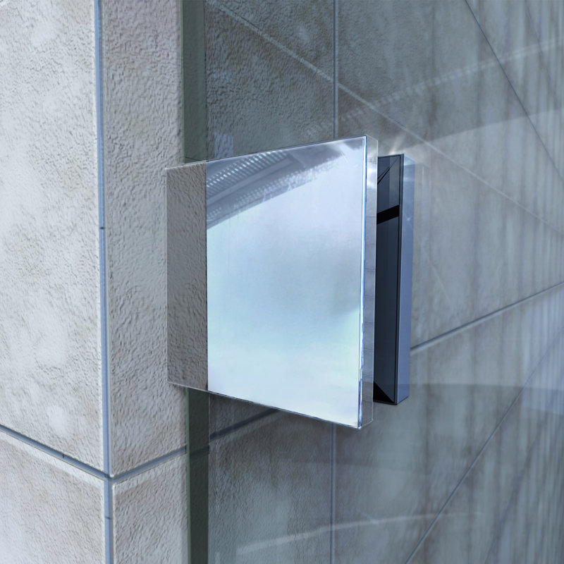 Enigma-X 48.38'' x 34.5'' D x 76" Frameless Sliding Shower Enclosure, Polished Stainless Steel