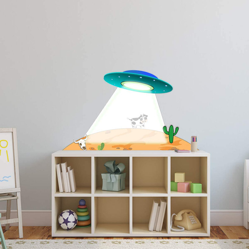 Décalcomanie murale enlèvement d’un ufo étranger, H 36 po x l 66 po x P 0,8 po