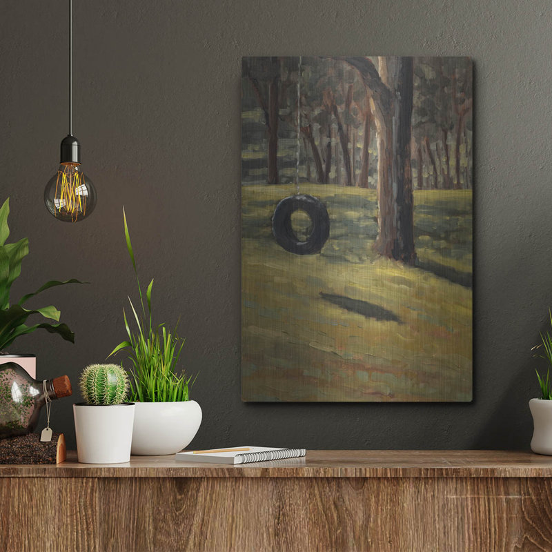  «Tree Tire Swing» par Marian Parsons, art mural en métal, 12 po x 16 po, H 16 po x l 12 po