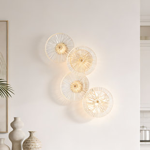 4-head Glass Wall Sconce (brass-tone)