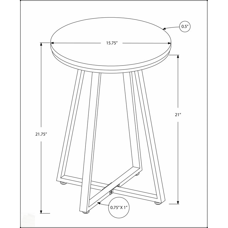 Table d'appoint élégante et moderne avec plateau en stratifié gris et structure en métal à base en X durable pour le salon et la chambre à coucher