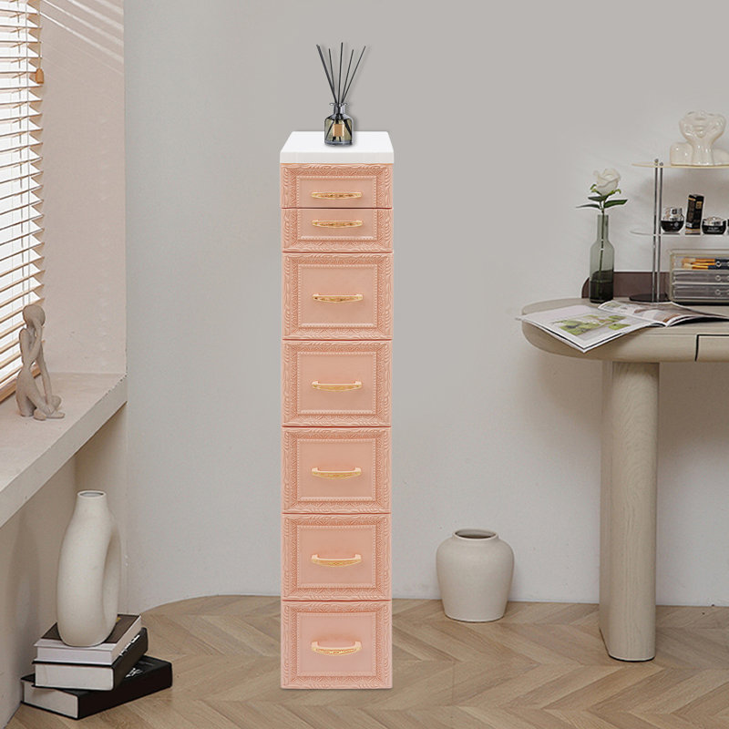 Organisateur de rangement mince, armoire de rangement étroite avec roue mobile, H 39,4 po x l 7,1 po x P 12,6 po, Orange