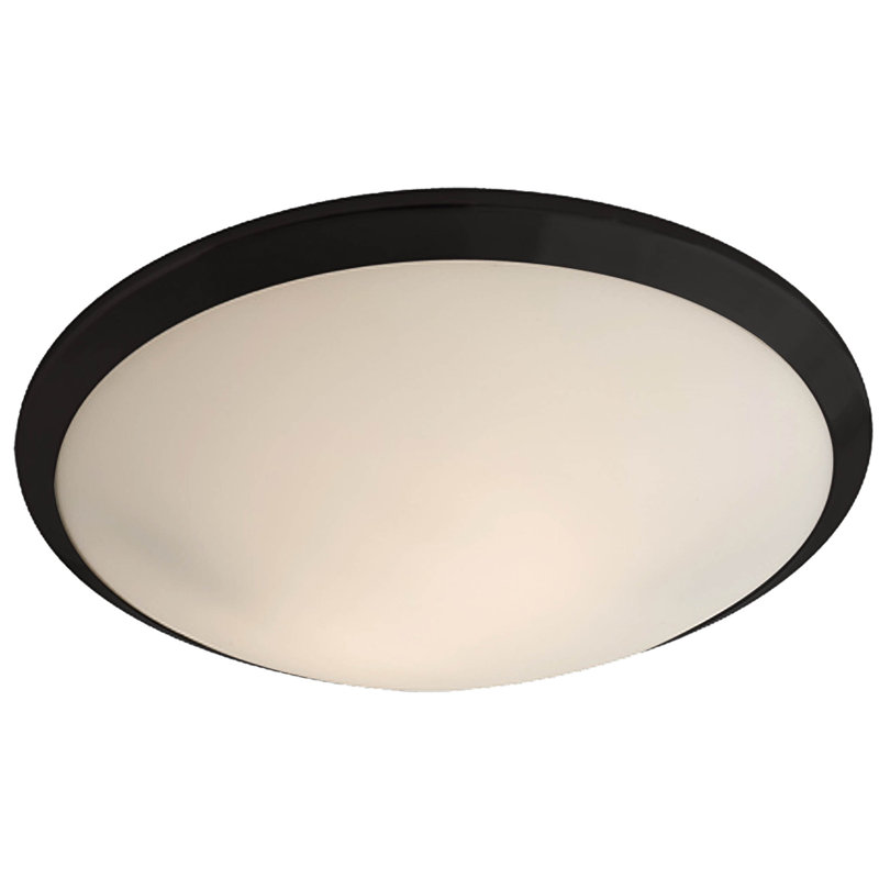 Plafonnier encastré simple 16 po 2 lumières Sontag, Semi opale, Nickel poli