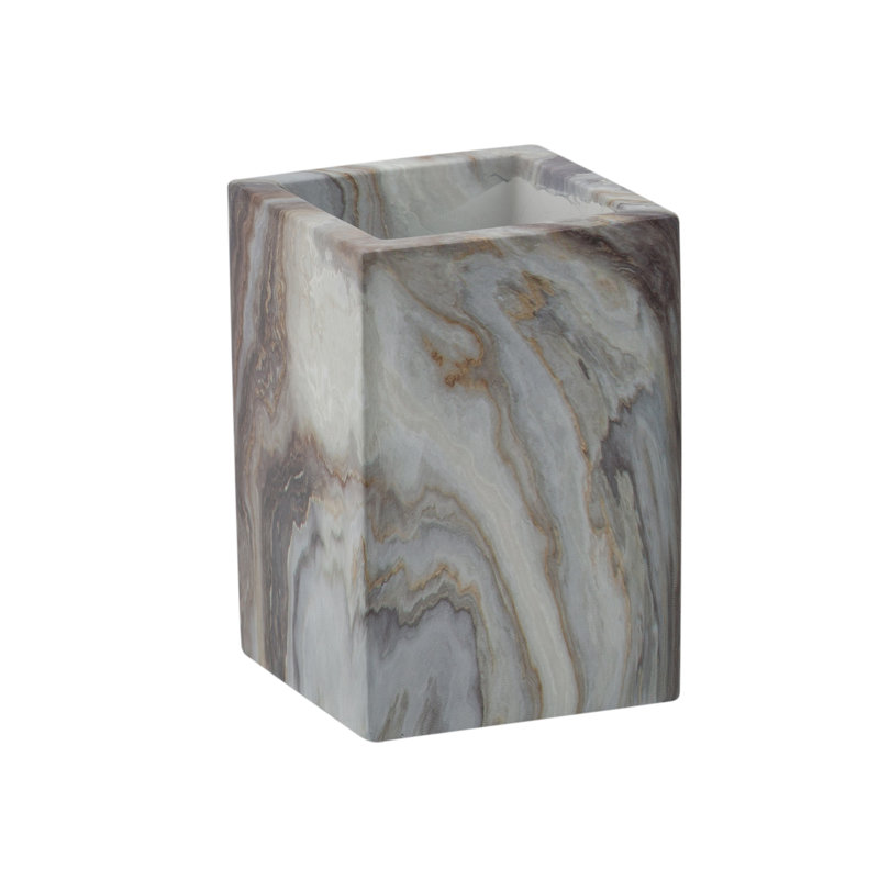 Gray and White Marble Square Bathroom Tumbler