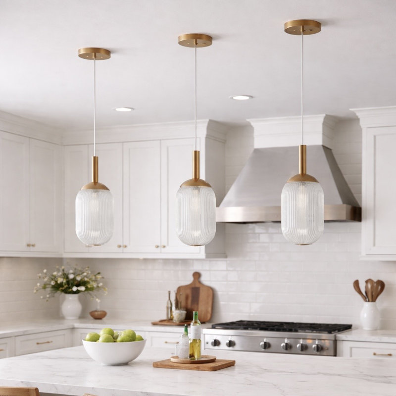 Kitchen Island Pendant Lamp - Bronze - Clear Glass