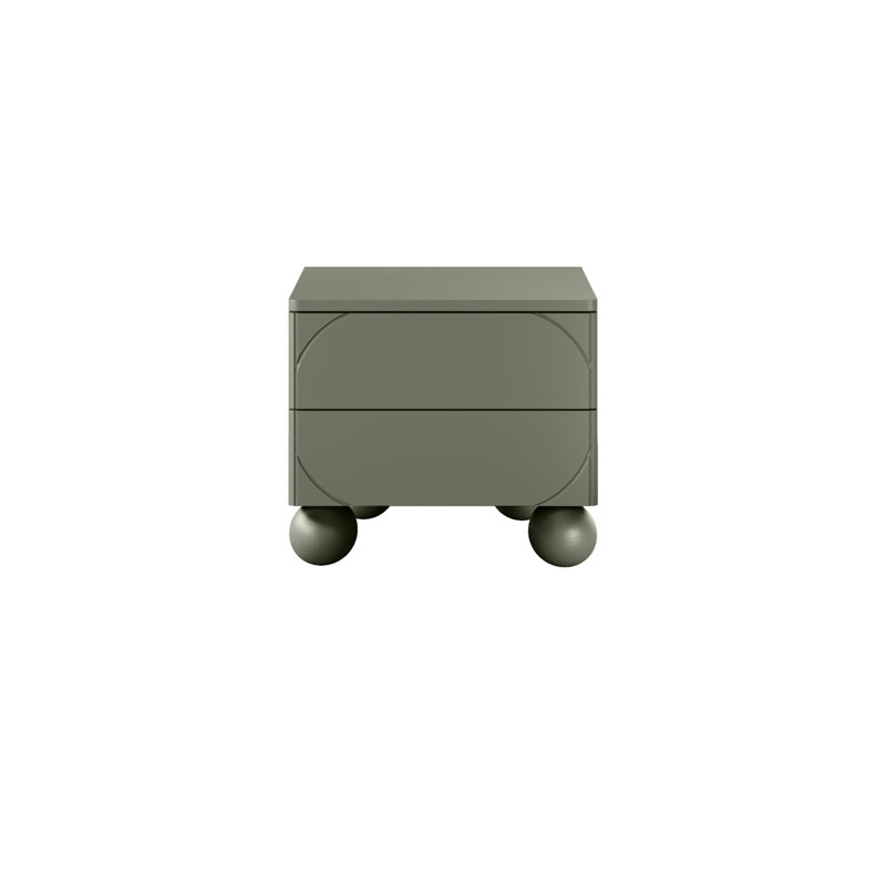 Gahagan 45cm W Manufactured Wood Bedside Table, Olive