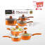 Ensemble d'ustensiles de cuisine pour la cuisine, ensemble de casseroles et poêles antiadhésives 6 pièces, wok, soupe, pot à lait orange