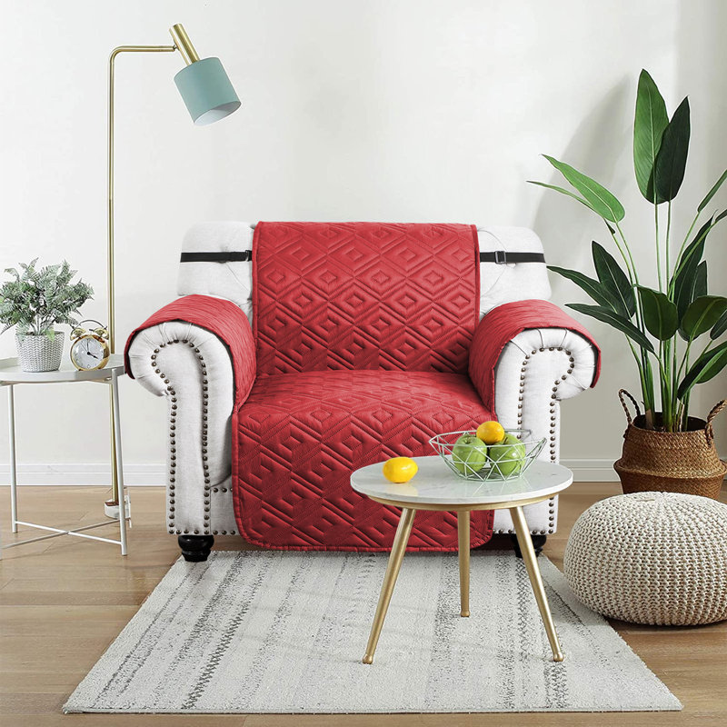 Box Cushion Sofa Slipcover, 179 cm H x 165 cm W, Burgundy/Beige