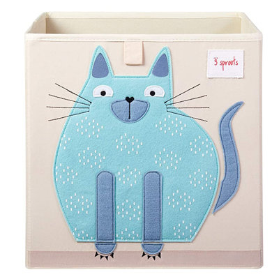 3 Sprouts - Toy Storage Cube for Baby and Kids - Cat