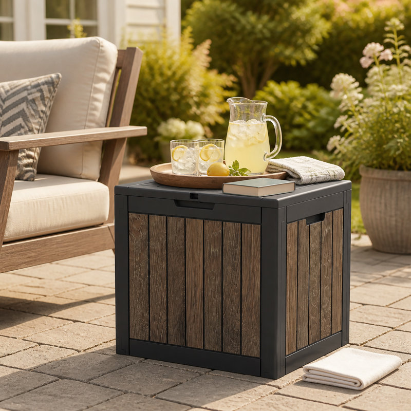 Walnut 35 Gallon Outdoor Deck Box