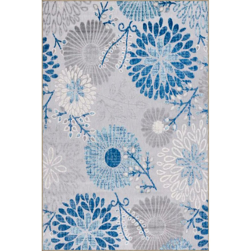 Tapis bleu lavé tissé coloré flocon de neige, Tapis de couloir 3 pi 4 po x 9 pi 11 po