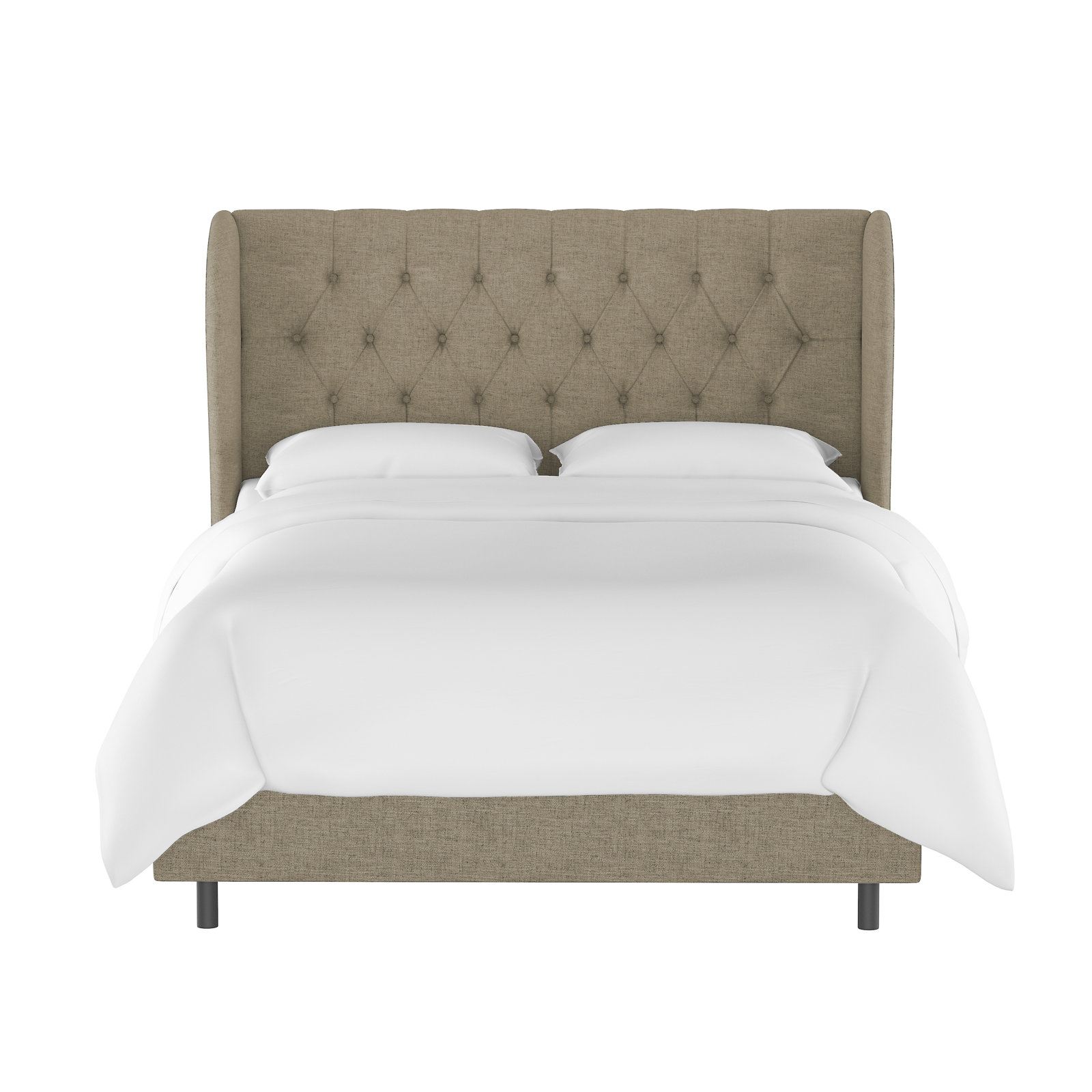 Tomey Upholstered Wingback Bed, Full, Zuma Natural Textured Linen