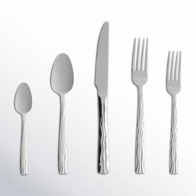 Fortessa Dorada 18/10 Stainless Steel 20 Piece Flatware Set, Service For 4, Silver