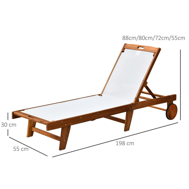 198cm Long Reclining Acacia Single Chaise
