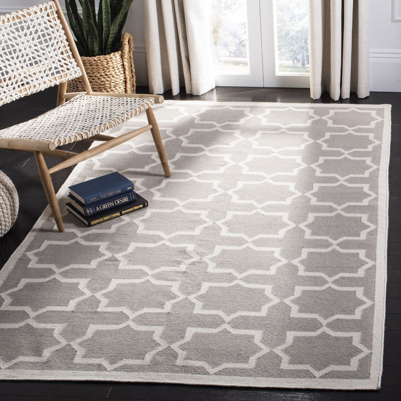 Geometric Wool Hand Woven Area Rug, Rectangle 183 x 274cm