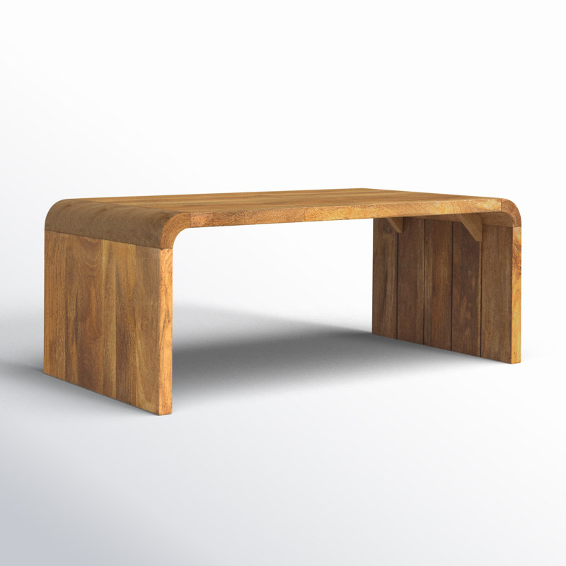 Monaco Modern Waterfall Edge Mango Wood Coffee Table, Natural
