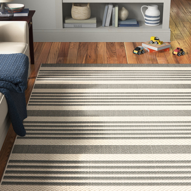 Tapis d'intérieur / extérieur à rayures Pontianak Performance, Rectangle 4 pi x 5 pi 7 po