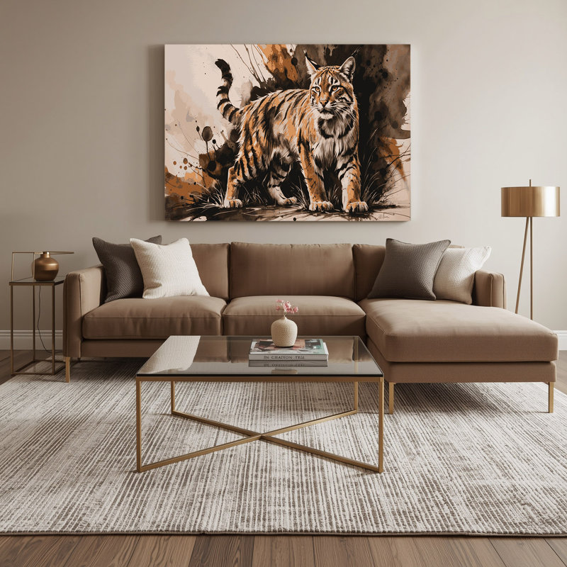 «Big Cats Bobcat», art mural sur toile beige, H 36 po x l 24 po