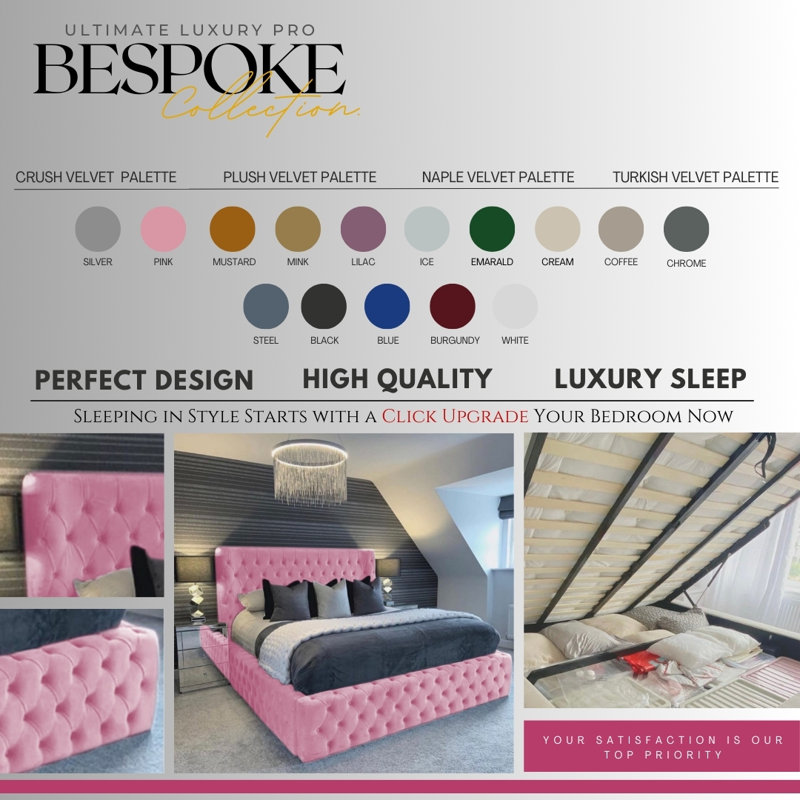 Aliyannah Upholstered Ottoman Storage Bed, Double (4'6), Pink