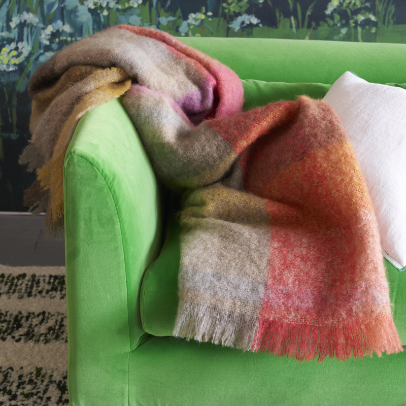Fontaine Mohair Throw, Sepia Plaid