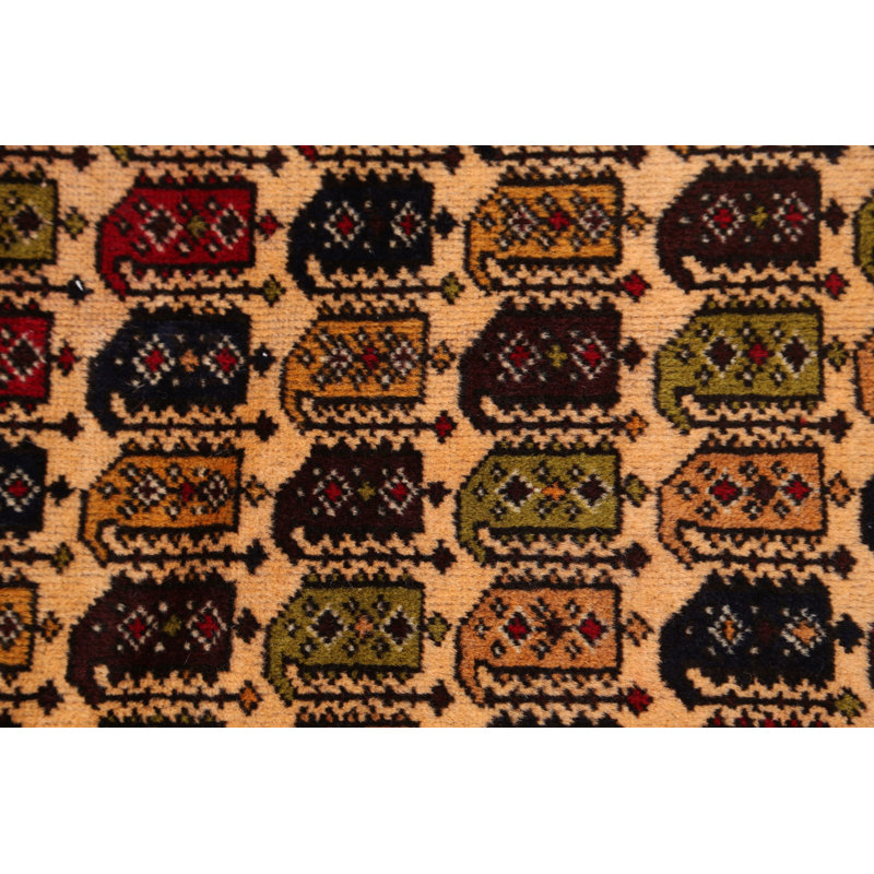 Tapis décoratif en laine de conception unique Beeti noué à la main New Age en laine brun 2 pi 11 po x 4 pi 4 po Beeti