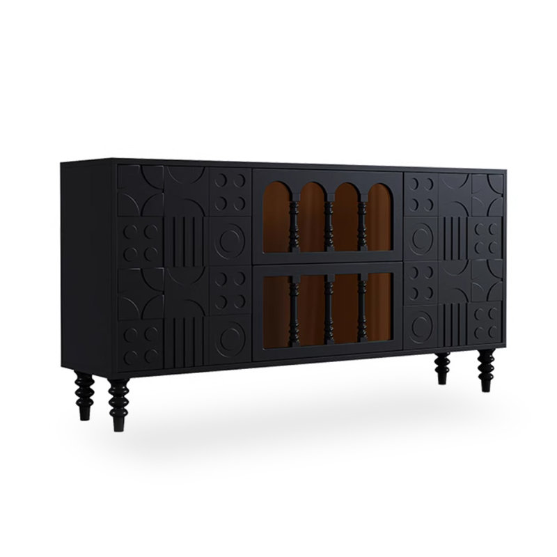 Buffet noir massif et bois manufacturé, Noir