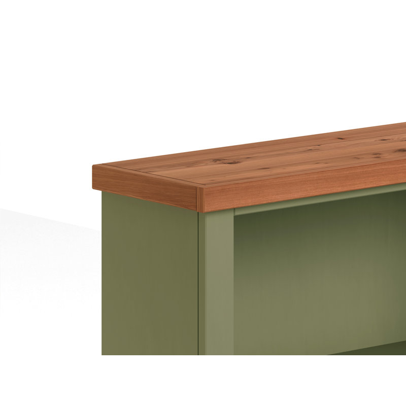 Bibliothèque à 5 tablettes Brixham, Sauge / bois fruitier, (5 tablettes) H 72 po x l 34 po x P 11 po