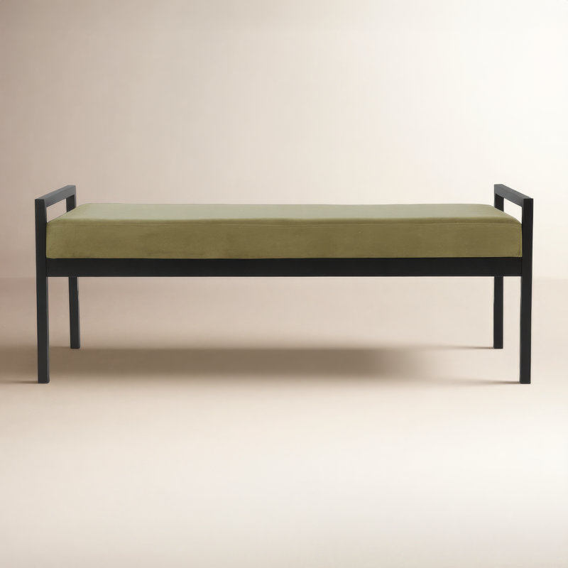 Loxe Teddy Upholstered Bench, Light Sage Green Velvet
