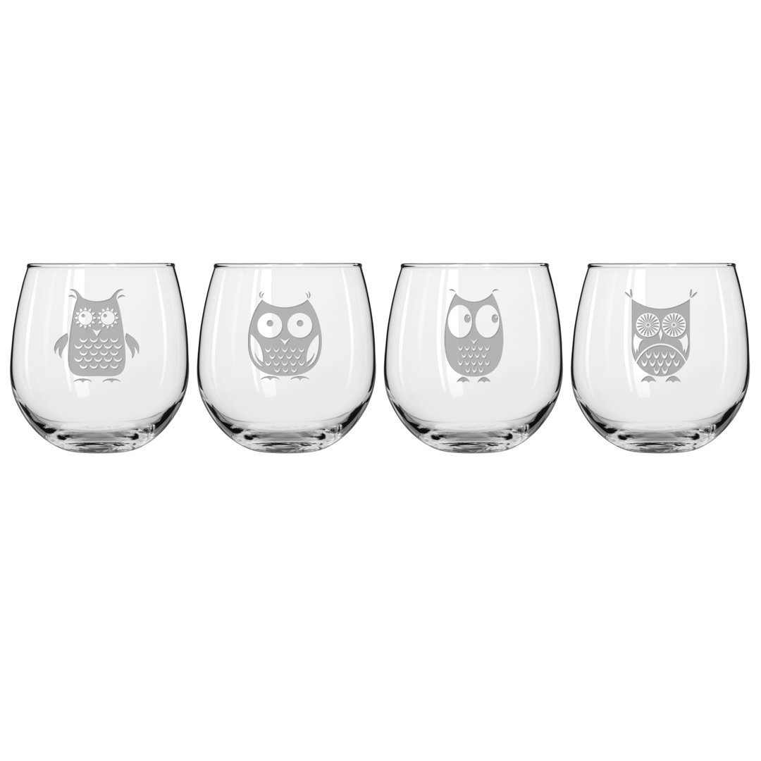 Hoot 16.75oz. Stemless Wine Glass Set Susquehanna Glass