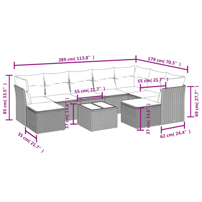Ensemble de canapé de jardin Vidaxl