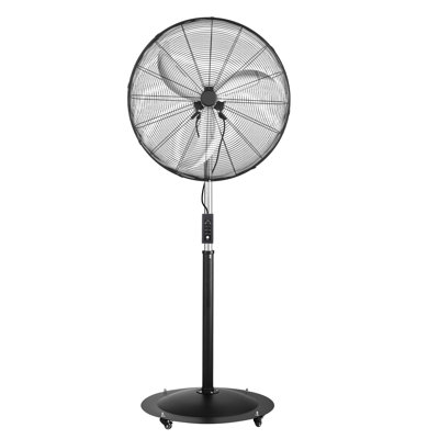 Ventilateur sur pied à grande vitesse de 30 pouces à vitesse élevée, ventilateur industriel sur pied 9100 CFM avec oscillation à 85 °, hauteur réglable à 3 vitesses, imperméable IP44, acier au carbone pour usage commercial, garage, atelier, noir