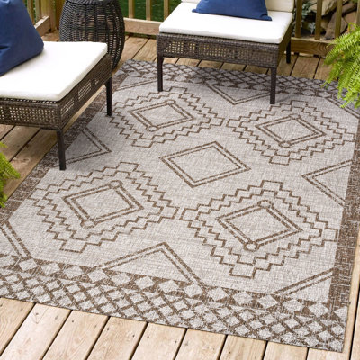 Woodside Diamond Tribal Medallion Beige/Brown Indoor/Outdoor Rug
