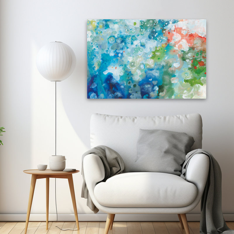 Art abstrait abstrait et bleu, H 24 po x l 36 po