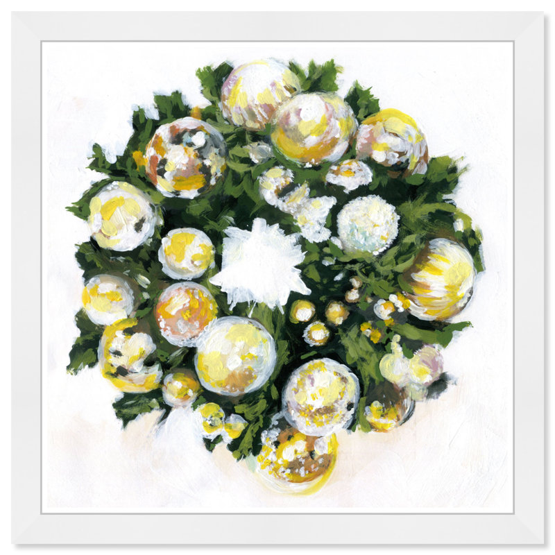 « golden christmas »-impression, Cadre blanc, H 32 po x l 32 po