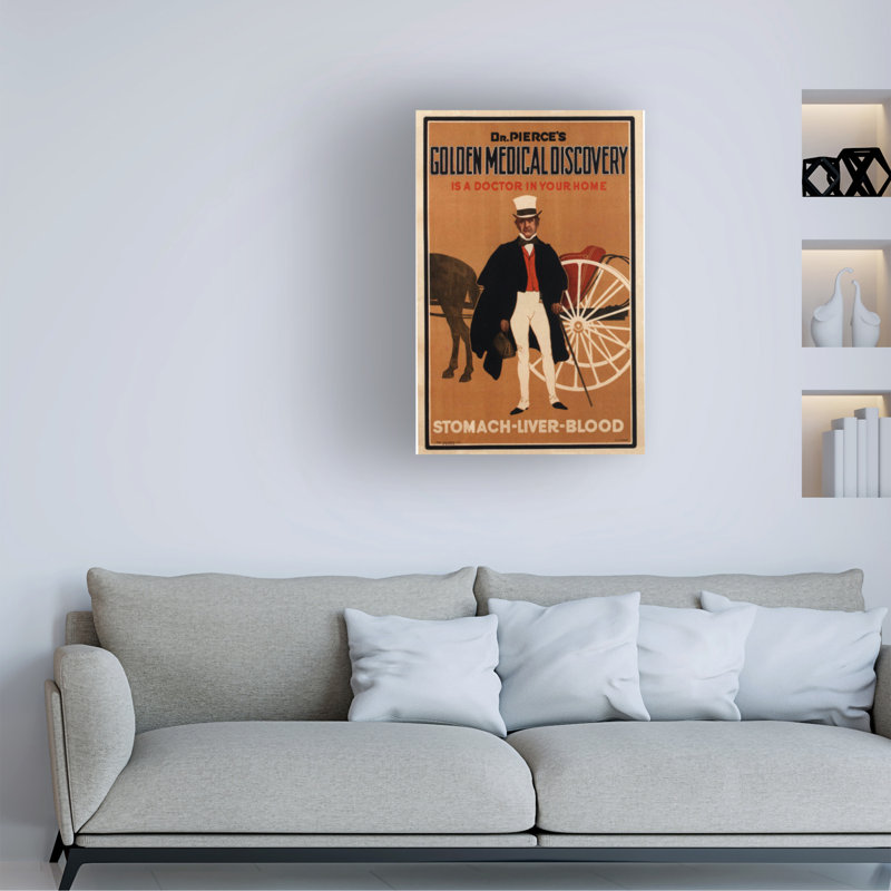 «English School Dr. Pierces Tonic», art sur toile de 1910, H 19 po x l 12 po