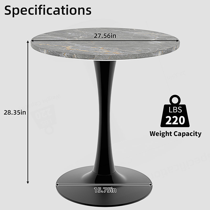 Table d'appoint ronde avec base piédestal, Gris