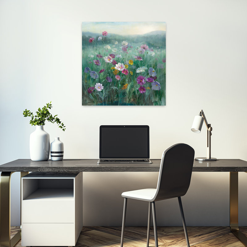 Cosmos contemporain à l'aube avec art cosmos bleu, H 18 po x l 18 po
