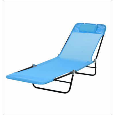 Outsunny Folding Chaise Lounge Chair, Pool Sun Tanning Chair, Outdoor Lounge Chair with Reclining Back, Breathable Mesh Seat, Headrest for Beach, Yard, Patio