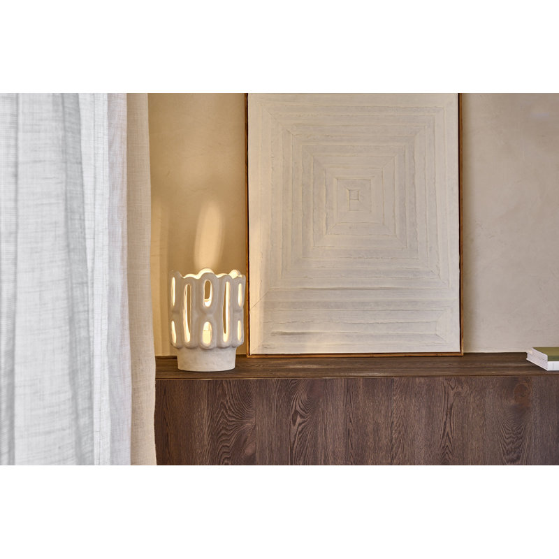 Lampe de table en grès de 10,4 po de diamètre blanc Alexes Cadiz