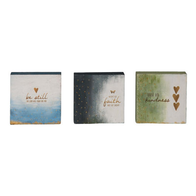Bois 3,94 po, ensemble de 3 blocs décoratifs aquarelle peints à la main